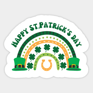 Happy St. Patricks Day, Green Rainbow and lucky charms Sticker